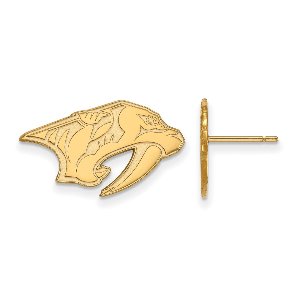 14K Yellow Gold Nhl Logoart Nashville Predators Small Post Earrings
