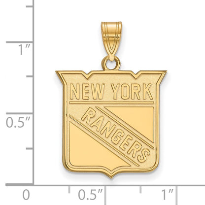 14K Yellow Gold Nhl Logoart New York Rangers Large Pendant