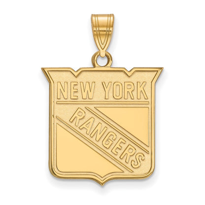 Gold Plated Sterling Silver Nhl Logoart New York Rangers Large Pendant