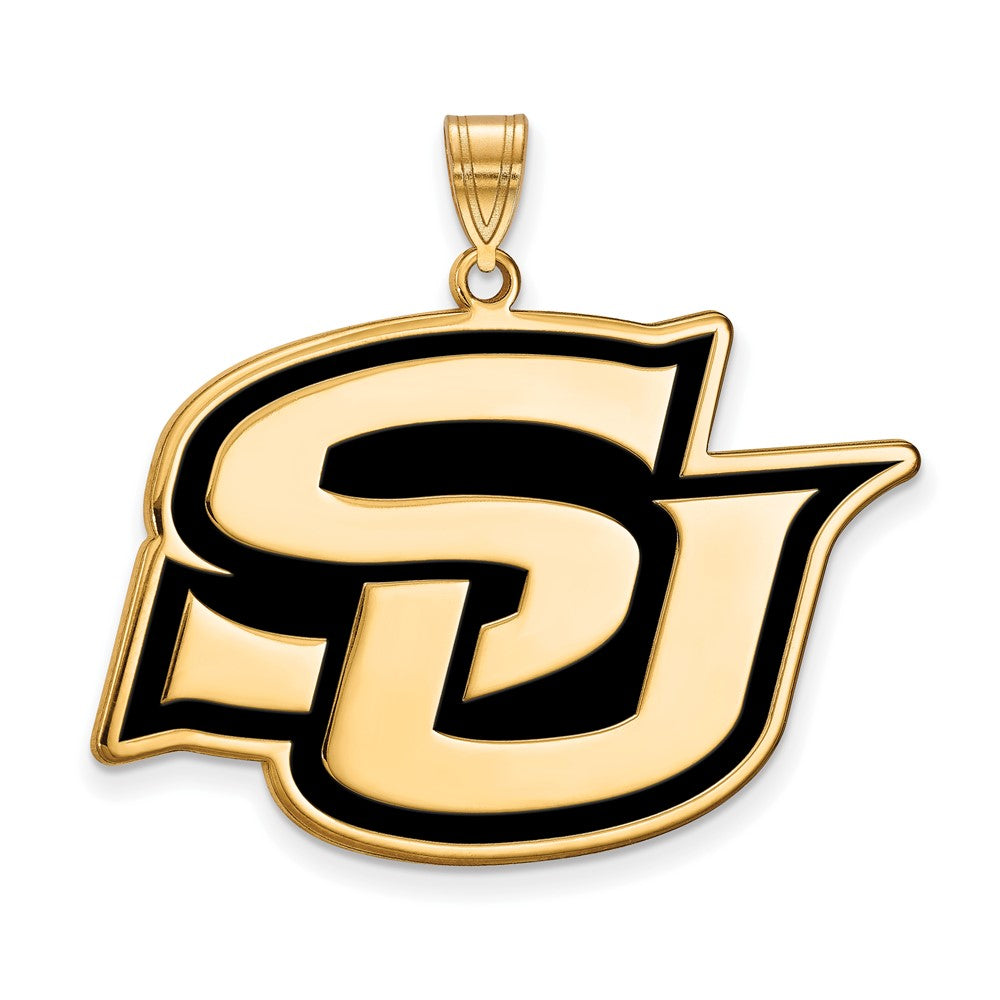 Gold Plated Sterling Silver Logoart Southern University Jaguars Extra Large Enameled Pendant