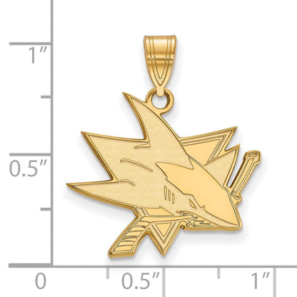 Gold Plated Sterling Silver Nhl Logoart San Jose Sharks Large Pendant