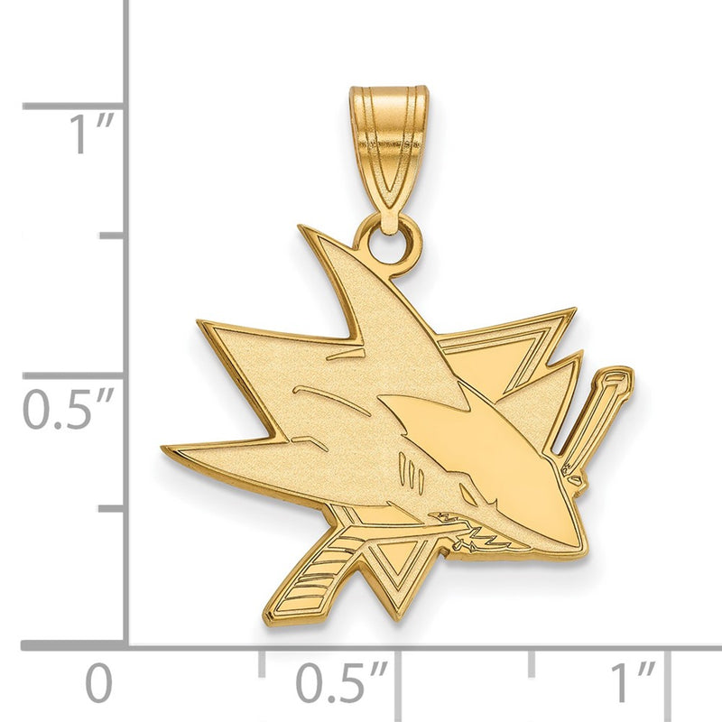 Gold Plated Sterling Silver Nhl Logoart San Jose Sharks Large Pendant