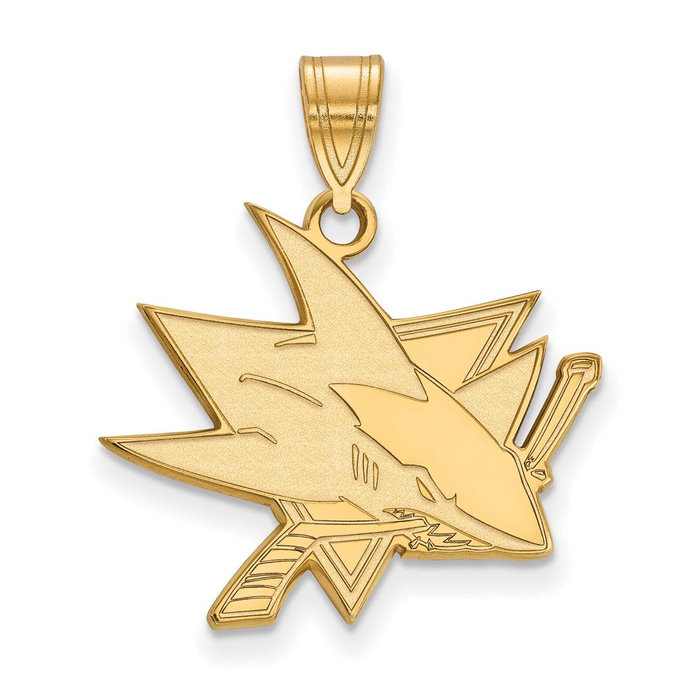 Gold Plated Sterling Silver Nhl Logoart San Jose Sharks Large Pendant