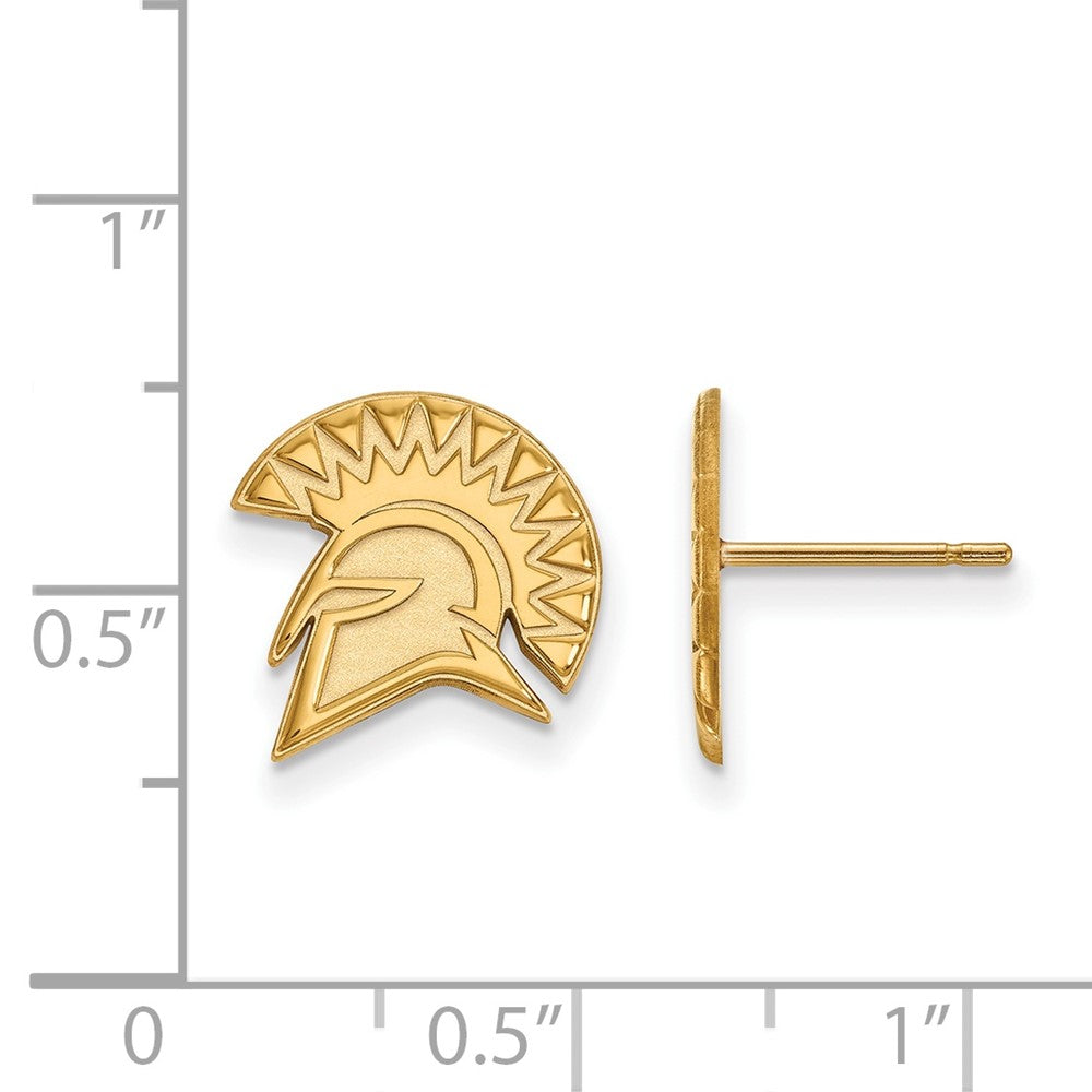 14K Yellow Gold Logoart San Jose State University Spartan Small Post Earrings