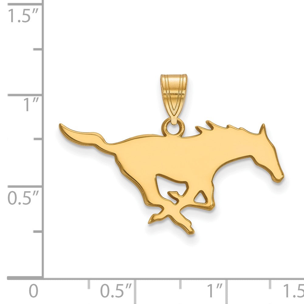14K Yellow Gold Logoart Southern Methodist University Mustang Large Pendant
