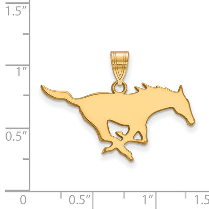 10K Yellow Gold Logoart Southern Methodist University Mustang Large Pendant