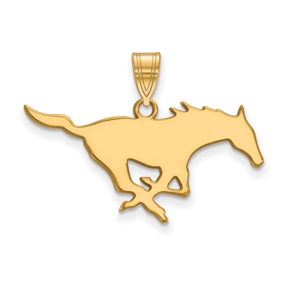 14K Yellow Gold Logoart Southern Methodist University Mustang Large Pendant