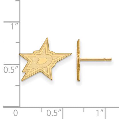 Gold Plated Sterling Silver Nhl Logoart Dallas Stars Small Post Earrings