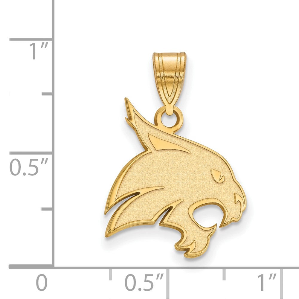 Gold Plated Sterling Silver Logoart Texas State University Bobcat Large Pendant