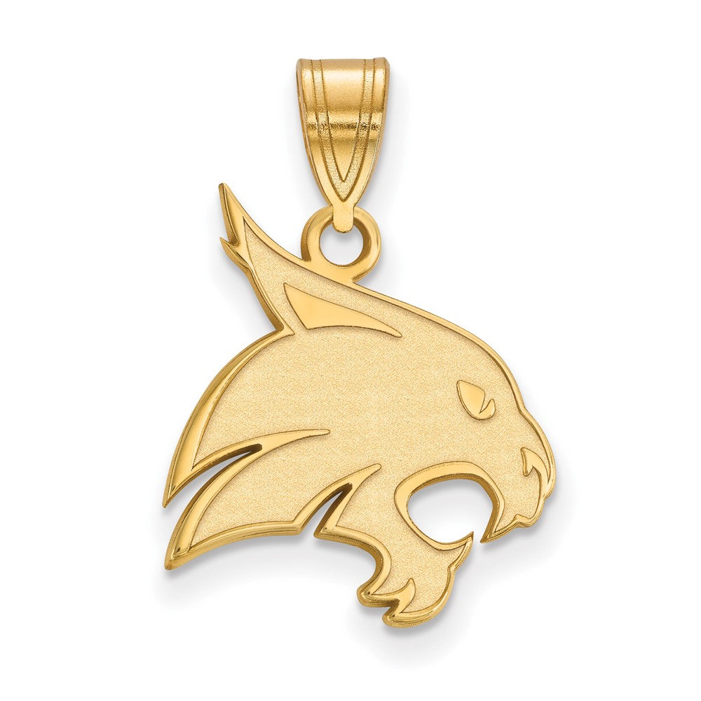 Gold Plated Sterling Silver Logoart Texas State University Bobcat Large Pendant