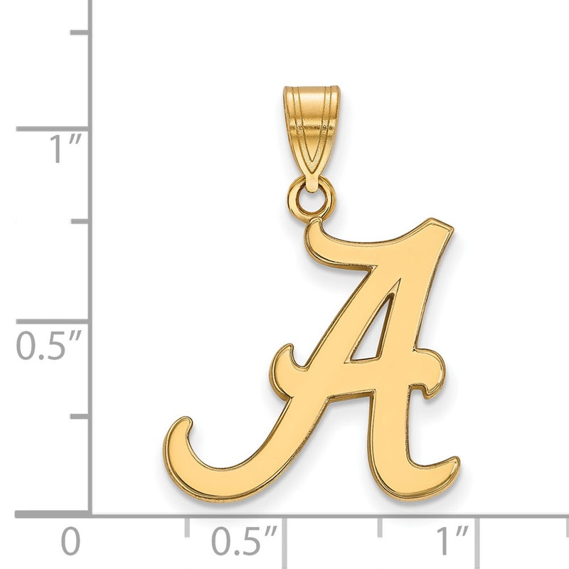 Gold Plated Sterling Silver Logoart University Of Alabama Letter A Large Pendant