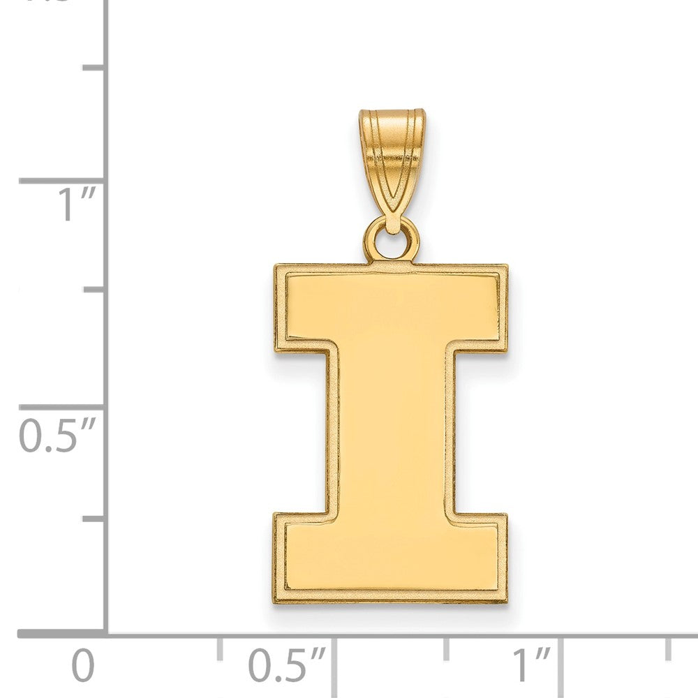 Gold Plated Sterling Silver Logoart University Of Illinois Letter I Large Pendant