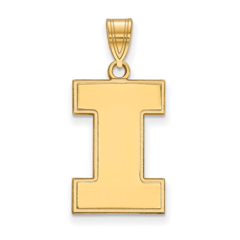 Gold Plated Sterling Silver Logoart University Of Illinois Letter I Large Pendant