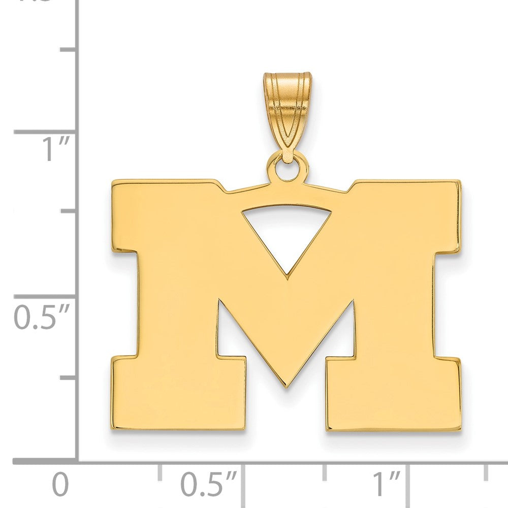 Gold Plated Sterling Silver Logoart University Of Michigan Letter M Large Pendant