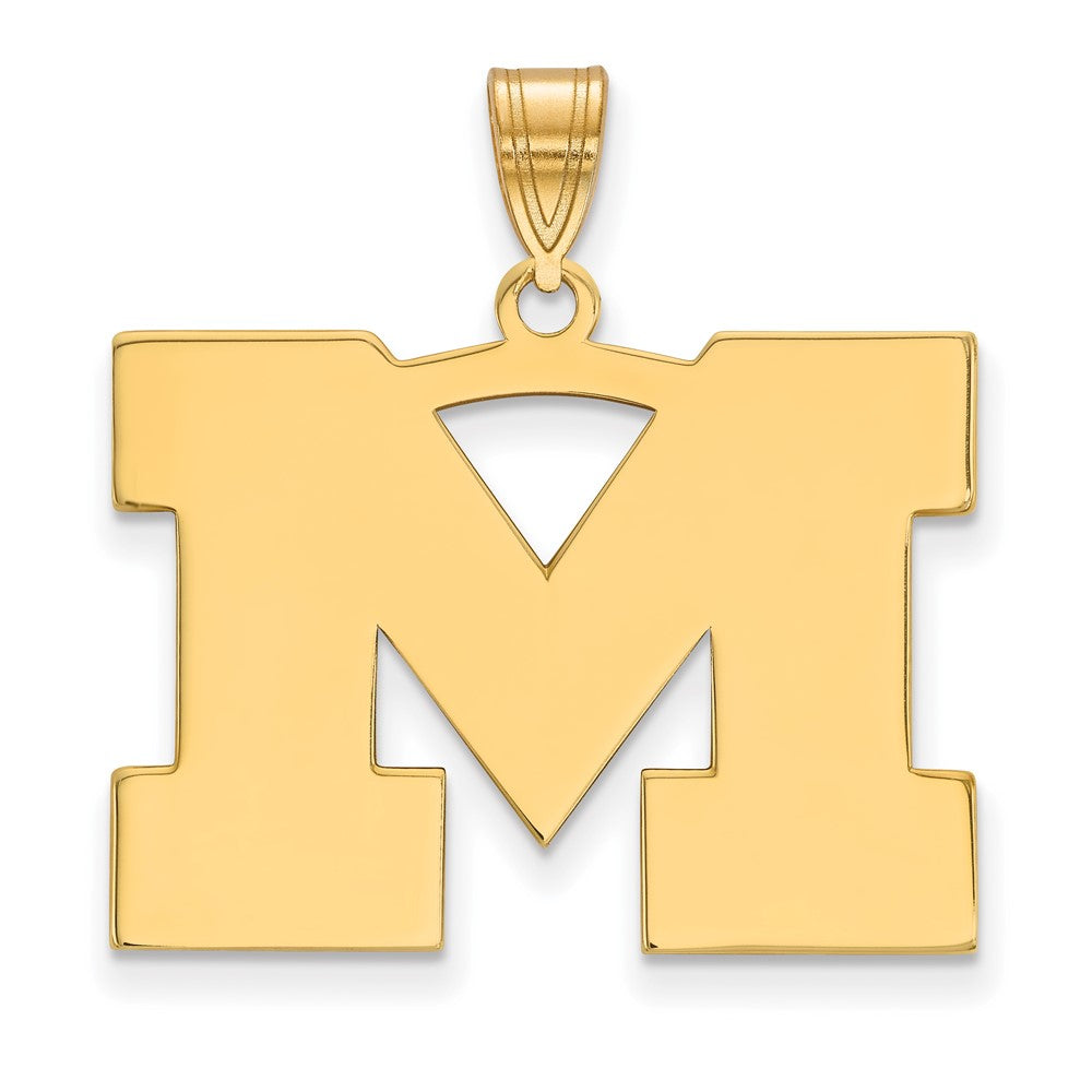 Gold Plated Sterling Silver Logoart University Of Michigan Letter M Large Pendant