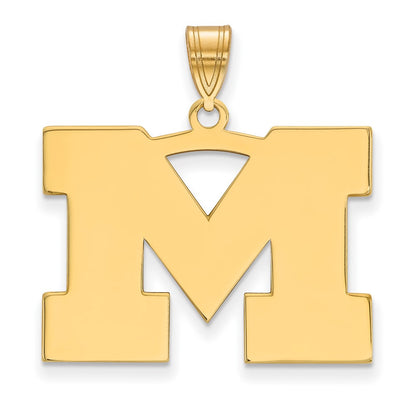 Gold Plated Sterling Silver Logoart University Of Michigan Letter M Large Pendant