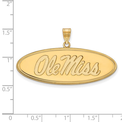 10K Yellow Gold Logoart University Of Mississippi Ole Miss Large Oval Pendant