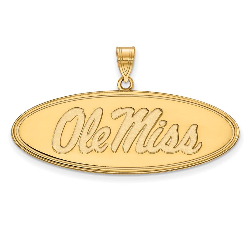 Gold Plated Sterling Silver Logoart University Of Mississippi Ole Miss Large Oval Pendant