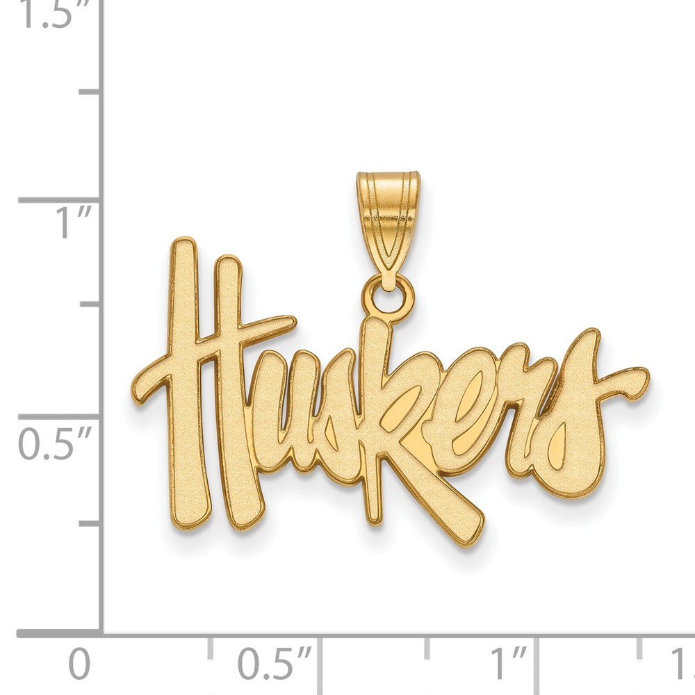 Gold Plated Sterling Silver Logoart University Of Nebraska Huskers Large Pendant