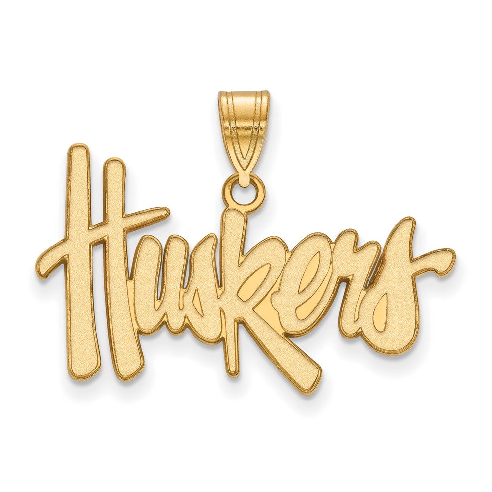 Gold Plated Sterling Silver Logoart University Of Nebraska Huskers Large Pendant