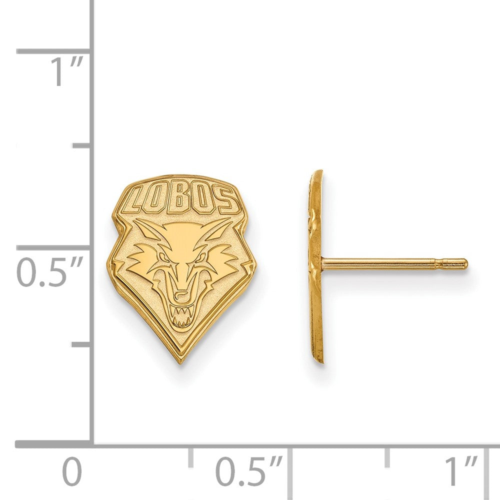 14K Yellow Gold Logoart University Of New Mexico Lobos Small Post Earrings