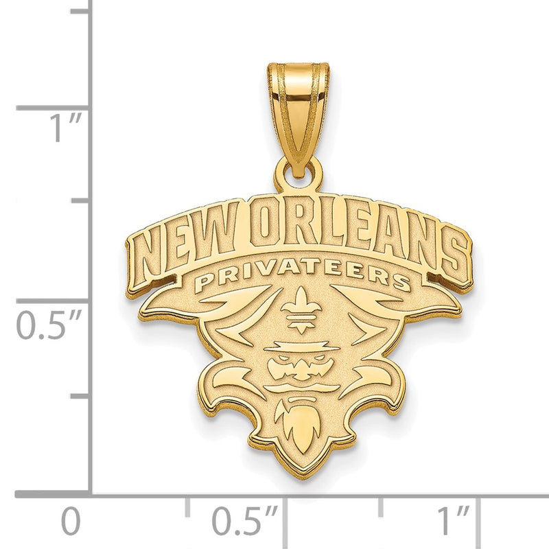 14K Yellow Gold Logoart University Of New Orleans U N O Extra Large Pendant