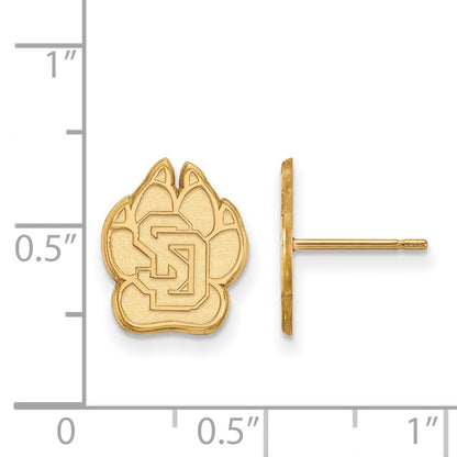 10K Yellow Gold Logoart University Of South Dakota Small Post Earrings