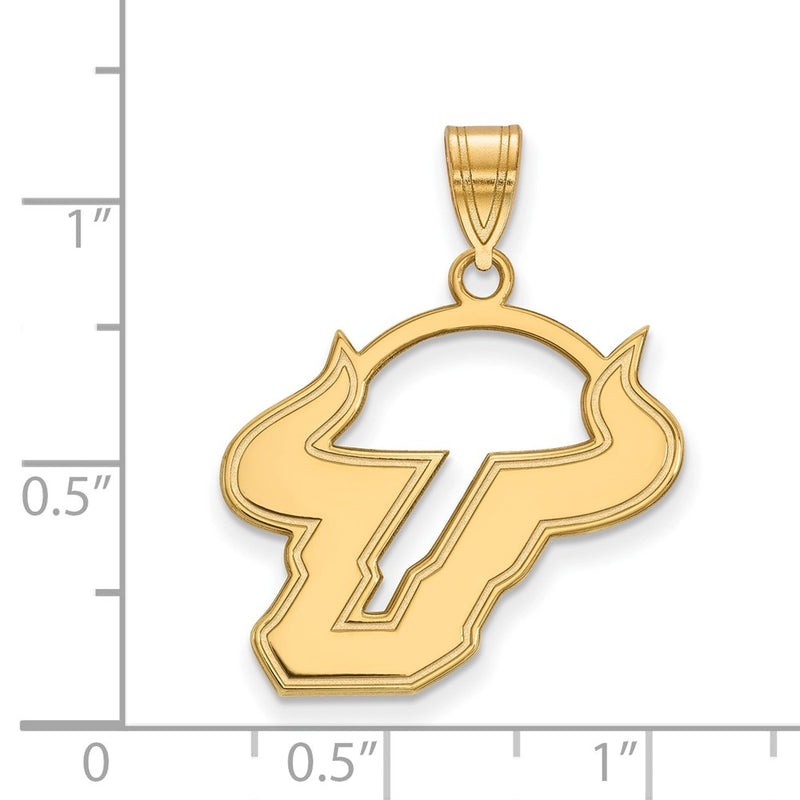 Gold Plated Sterling Silver Logoart University Of South Florida Bull Large Pendant