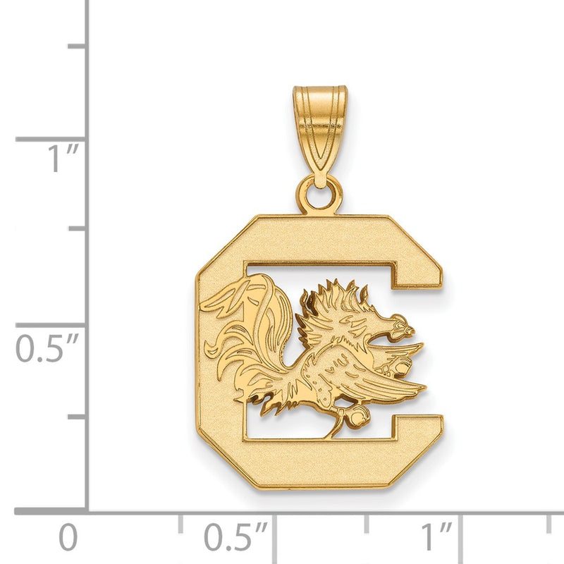 Gold Plated Sterling Silver Logoart University Of South Carolina Large Pendant