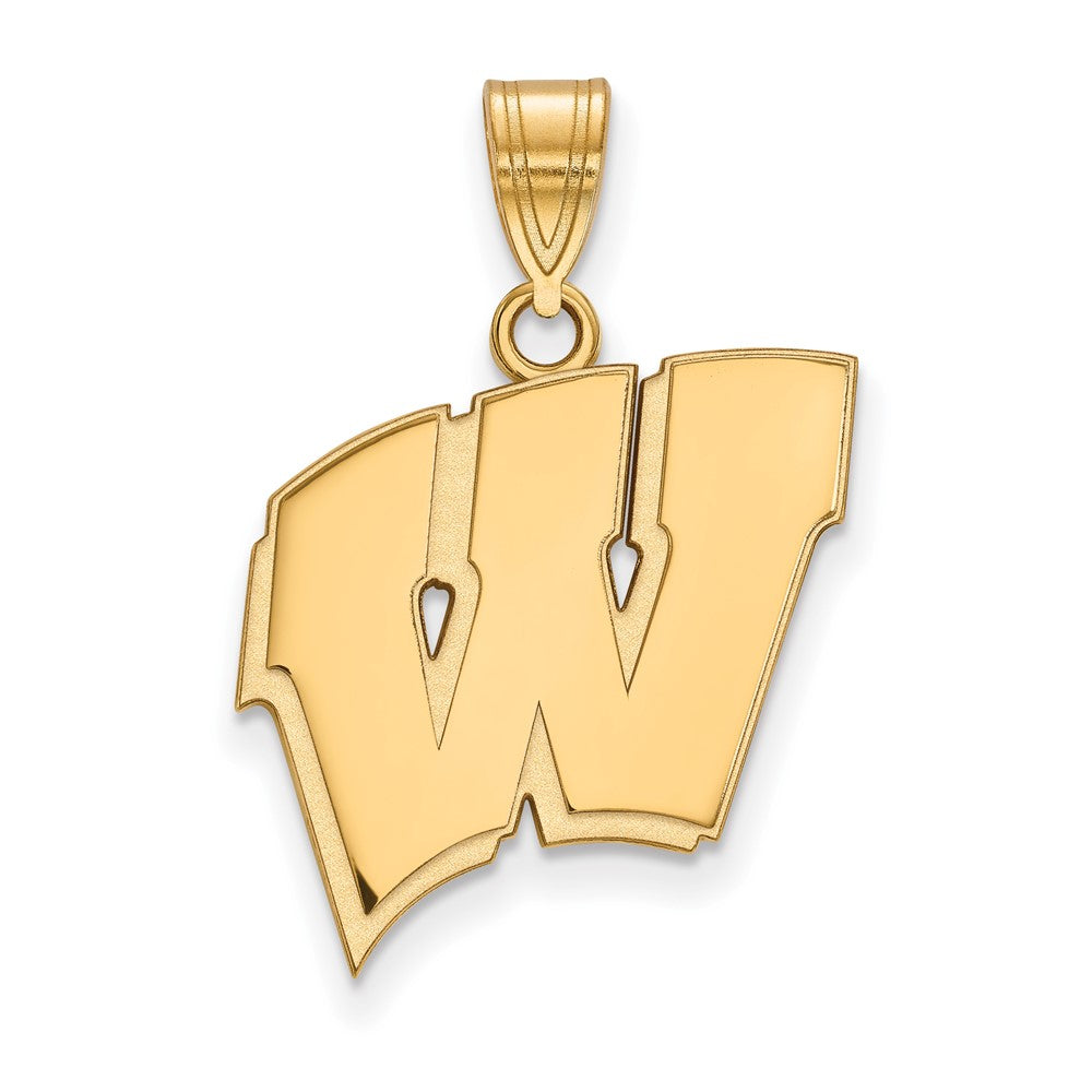 Gold Plated Sterling Silver Logoart University Of Wisconsin Letter W Large Pendant