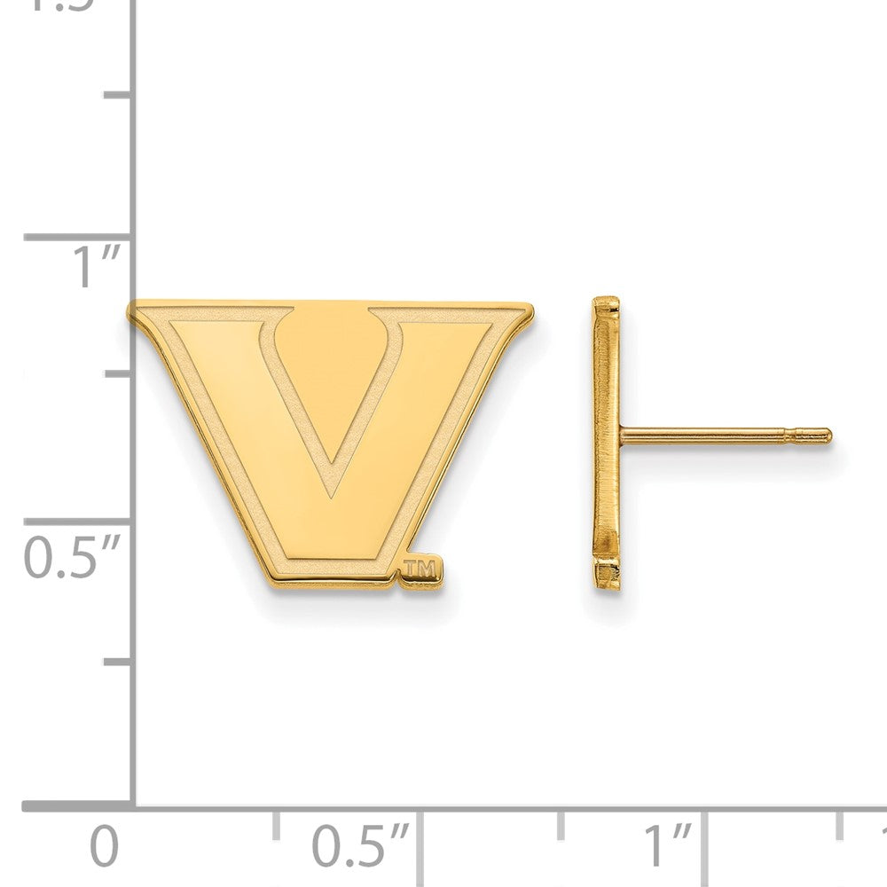 Gold Plated Sterling Silver Gp Logoart Vanderbilt University Small Post Earrings