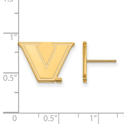 Gold Plated Sterling Silver Gp Logoart Vanderbilt University Small Post Earrings