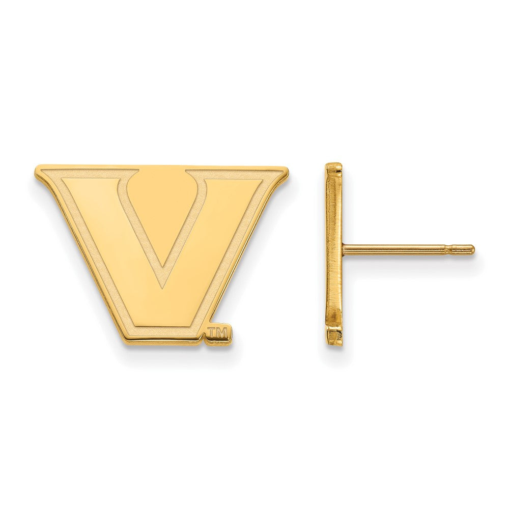 Gold Plated Sterling Silver Gp Logoart Vanderbilt University Small Post Earrings