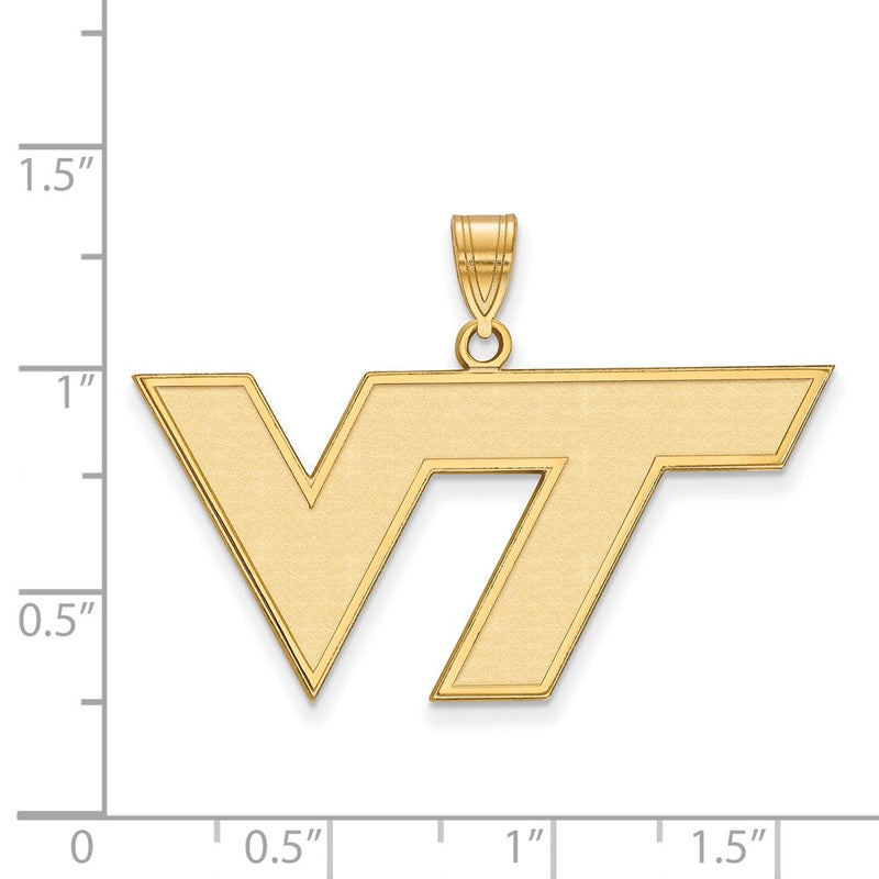 Gold Plated Sterling Silver Logoart Virginia Tech V T Large Pendant