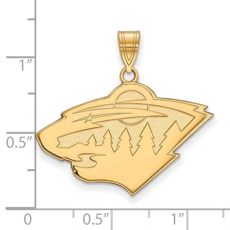 Gold Plated Sterling Silver Nhl Logoart Minnesota Wild Large Pendant