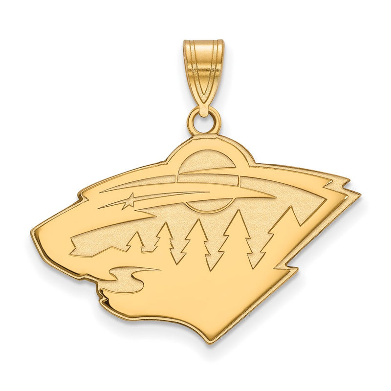 Gold Plated Sterling Silver Nhl Logoart Minnesota Wild Large Pendant