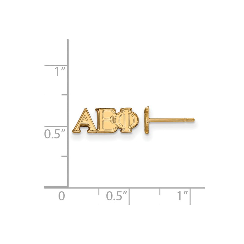Gold Plated Sterling Silver Logoart Alpha Epsilon Phi Sorority Greek Letters Extra Small Post Earrings