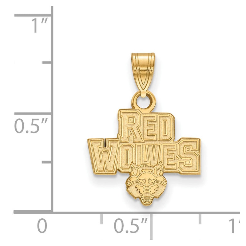 Gold Plated Sterling Silver Logoart Arkansas State University Red Wolves Small Pendant
