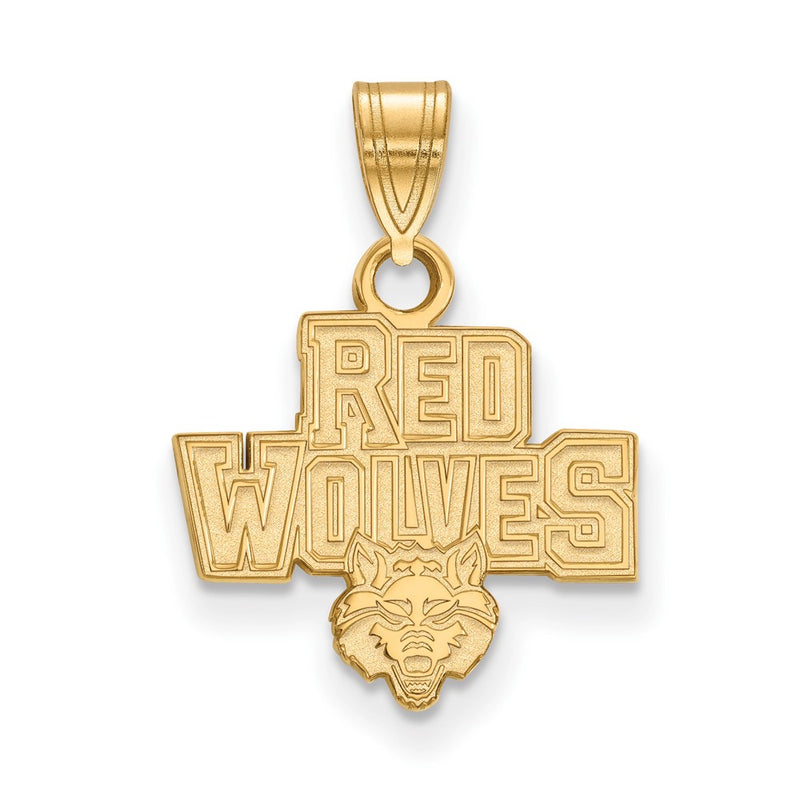 Gold Plated Sterling Silver Logoart Arkansas State University Red Wolves Small Pendant