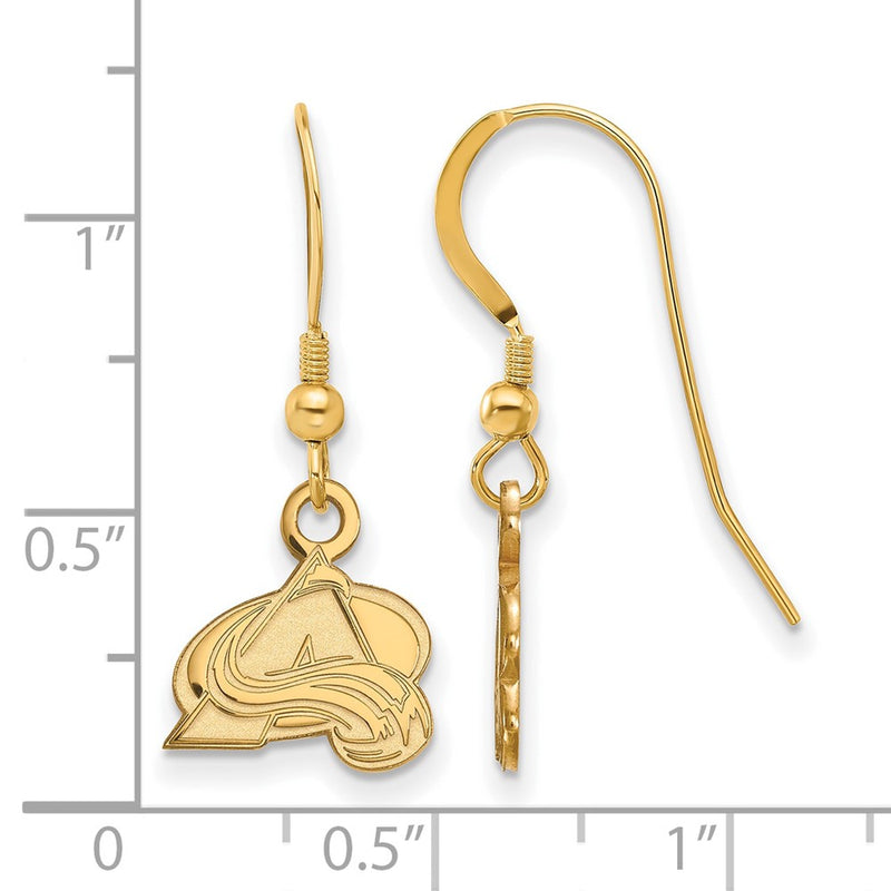 Gold Plated Sterling Silver Nhl Logoart Colorado Avalanche Letter A Extra Small Dangle Earrings