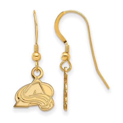 Gold Plated Sterling Silver Nhl Logoart Colorado Avalanche Letter A Extra Small Dangle Earrings