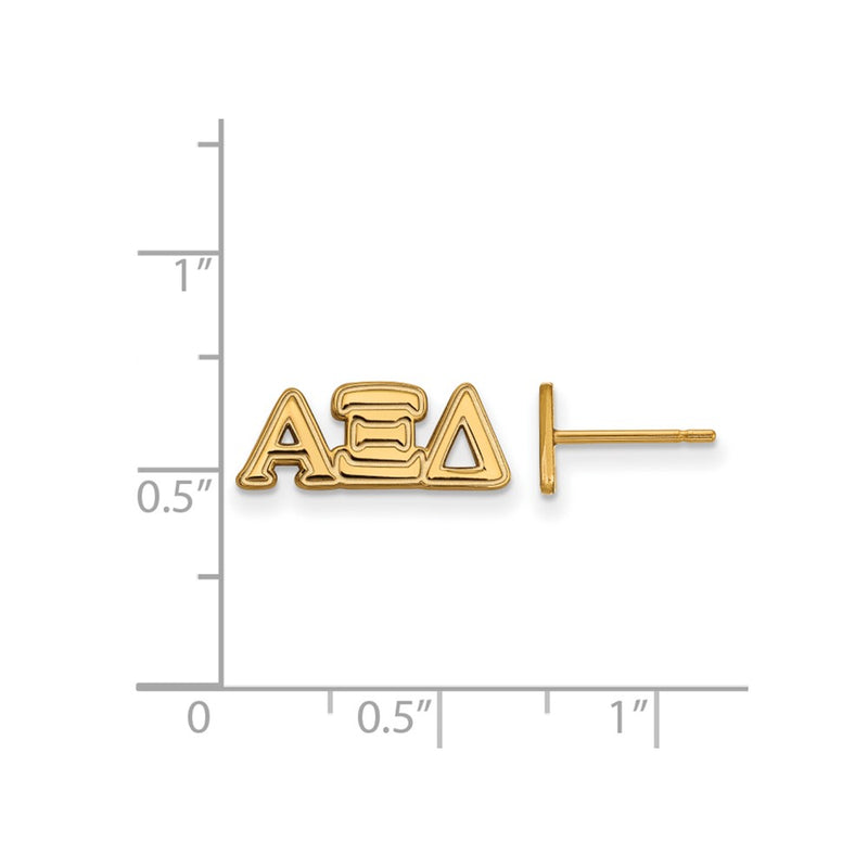 Gold Plated Sterling Silver Logoart Alpha Xi Delta Sorority Greek Letters Extra Small Post Earrings