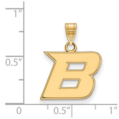 Gold Plated Sterling Silver Logoart Boise State University Letter B Small Pendant