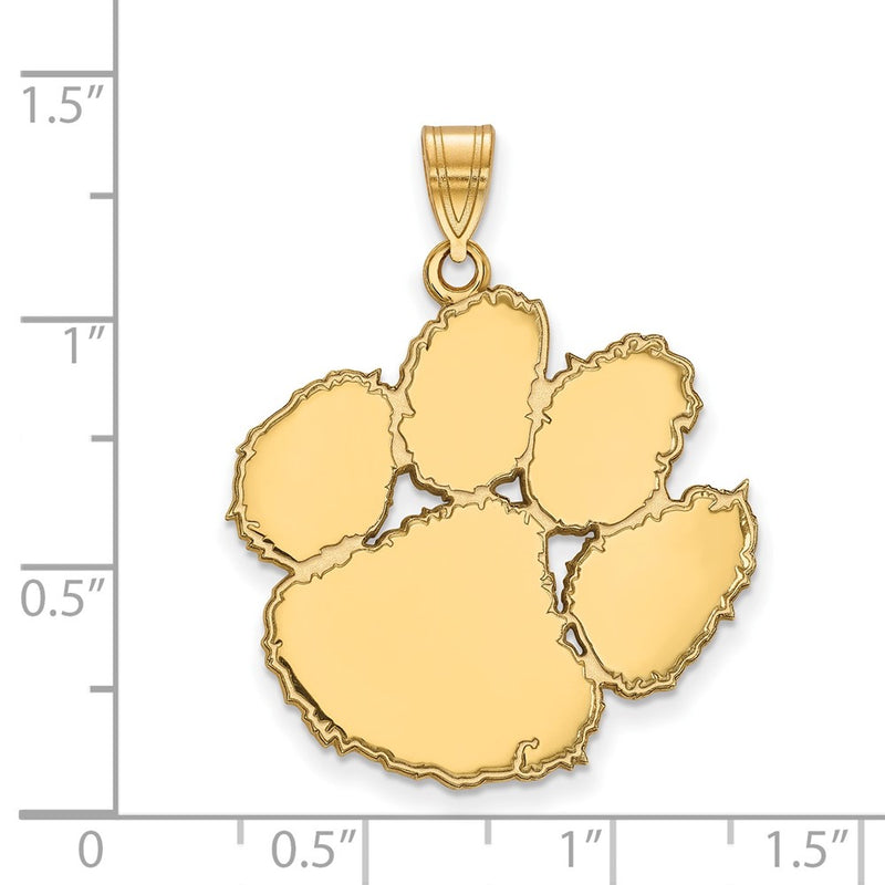 Gold Plated Sterling Silver Logoart Clemson University Tiger Paw Extra Large Pendant
