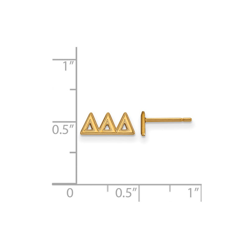 Gold Plated Sterling Silver Logoart Delta Sorority Greek Letters Extra Small Post Earrings