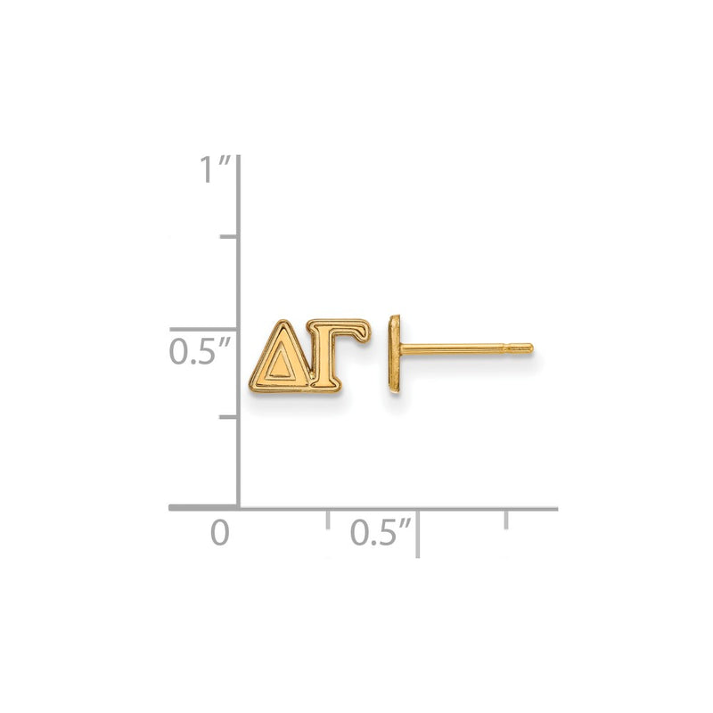 Gold Plated Sterling Silver Logoart Delta Gamma Sorority Greek Letters Extra Small Post Earrings
