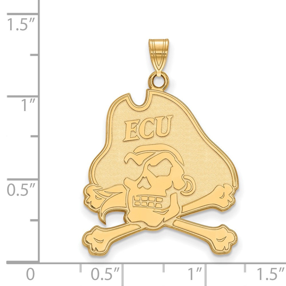 Gold Plated Sterling Silver Logoart East Carolina University Pirate Extra Large Pendant