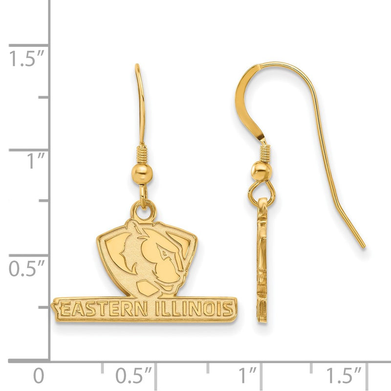 Gold Plated Sterling Silver Logoart Eastern Illinois University Small Dangle Wire Earrings