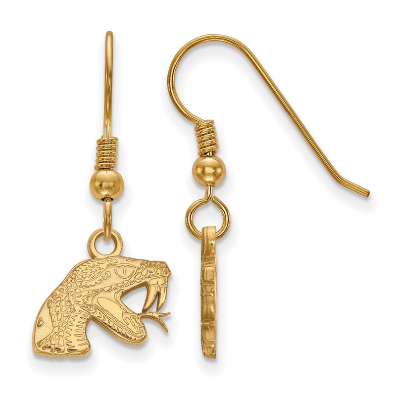 Gold Plated Sterling Silver Logoart Florida A And M University Rattler Extra Small Dangle Wire Earrings