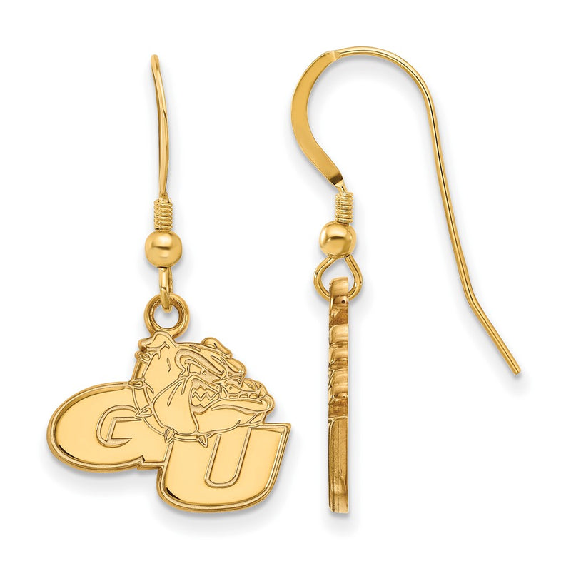 Gold Plated Sterling Silver Logoart Gonzaga University G U Bulldog Small Dangle Wire Earrings